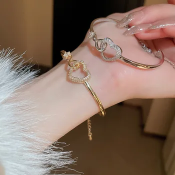 Новый корейский изысканный Полый браслет Love Open, Темпераментный Сладкий романтический модный браслет, женские украшения