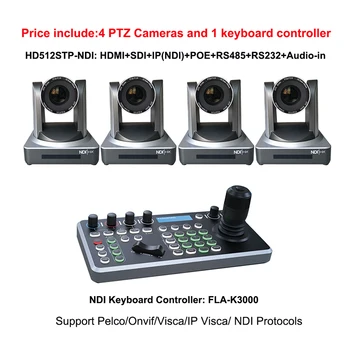 Оборудование для студии вещания 4D Джойстик Клавиатура Контроллер + NDI 12-кратный зум PTZ камера SDI & HDMI & POE для прямой трансляции в Церкви