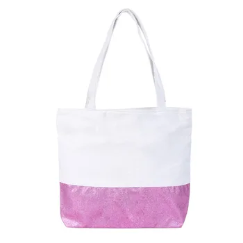 Однотонные холщовые сумки-тоут, женские модные Универсальные сумки с блестками, женская повседневная простая сумка для покупок большой емкости через плечо