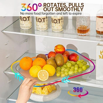 Органайзер для холодильника Поворотный Прямоугольный Стеллаж для хранения на 360 ° Прозрачный Стеллаж для кухонного шкафа