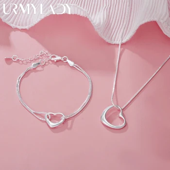 Оригинальные браслеты с сердечками из стерлингового серебра 925 пробы, ожерелья для женщин, модные дизайнерские комплекты свадебных украшений для вечеринок, праздничный подарок