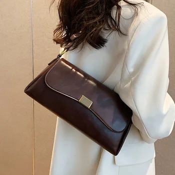Осенне-зимняя сумка для подмышек, новая женская текстурная кожаная сумка через плечо большой емкости, винтажные сумки для поездок на работу для вечеринки