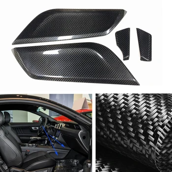 Отделка боковой панели центральной консоли из углеродного волокна, наклейка на панель переключения передач автомобиля, Декоративная крышка, автозапчасть для Ford Mustang 2015-2019