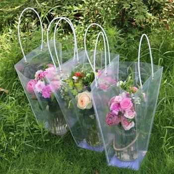 Переносная сумка для цветов, водонепроницаемая бумага из ПВХ, Удобная подарочная сумка, крафт-сумочка, Подарочная коробка для свадебной вечеринки с розами, Упаковка конфет на день рождения
