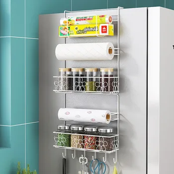 Полка для хранения Холодильника Настенный Стеллаж для хранения Органайзер для полотенец Бутылка Бумага Полка для специй Органайзер Кухонные Гаджеты