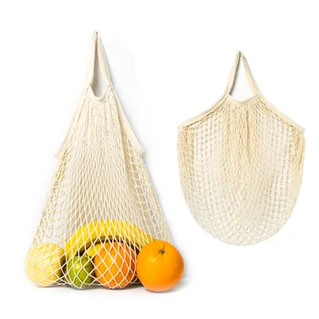 Портативная хлопчатобумажная сетчатая сумка многоразового использования для овощей и фруктов, сетчатая сумка для покупок, сумка-тоут для продуктов