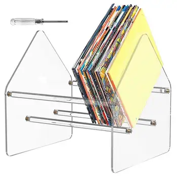 Прозрачный акриловый виниловый Настольный стеллаж для хранения пластинок, Подставка для хранения компакт-дисков, Органайзер для коллекции альбомов на столешнице