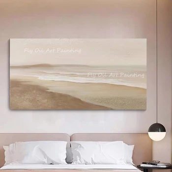 Простая абстрактная картина с пейзажем пустыни, 100% ручная роспись, толстый холст, крупногабаритная картина маслом на холсте, стена