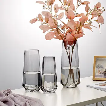 Прямая стеклянная ваза, современная простота, креативные украшения для гостиной, вазы для сухих цветов, настольные украшения, товары для дома