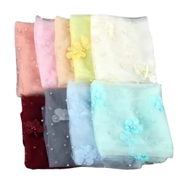 Реквизит для фотосъемки новорожденных Прозрачная сетка пряжа жемчуг Цветы пеленальное одеяло