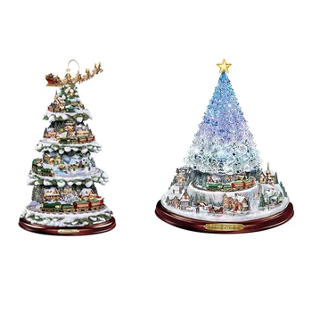 Рождественская елка, Вращающаяся скульптура, украшения поезда, Наклеить наклейки на окна, Рождественский декор, Повесить куклы.
