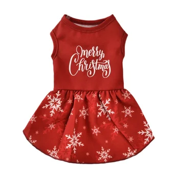 Рождественское платье для собак, костюмы для девочек, одежда для щенков с надписями Merry Christmas, Праздничная одежда для маленьких собак, кошек, котенка