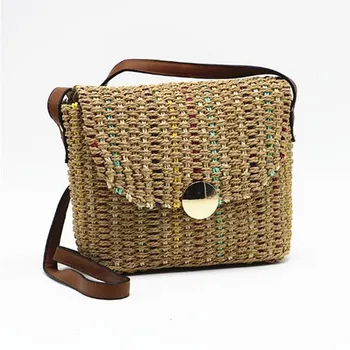 Ручная сумка через плечо из соломы, сплетенная вручную, цветные тюки соломы - модная женская сумка для поездок на работу