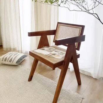 Скандинавское плетеное из ротанга кресло для отдыха со спинкой из массива дерева Changdigar минималистичный балкон роскошного отеля, плетеное из ротанга современное кресло di