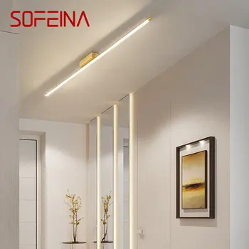 Современный латунный потолочный светильник SOFEINA LED Креативная простота Лампа с длинной полосой для домашнего гардероба крыльца декора прохода
