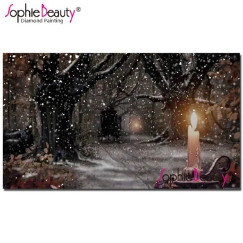 Софи Бьюти diy алмазная живопись карета свеча в снегу вышивка крестиком Алмазная вышивка стразами украшение комнаты 19079 г.