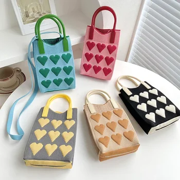 Сумка Женская Корейская версия All Small Design Sweet Love Вязаная мини-сумка для мобильного телефона через плечо, сумочка, сумочка