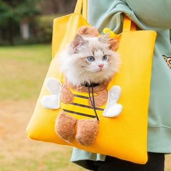 Сумка-переноска для домашних кошек, милая маленькая парусиновая сумка с открытой головкой, сумка для маленьких и средних собак, рюкзак для путешествий, рюкзак для домашних животных