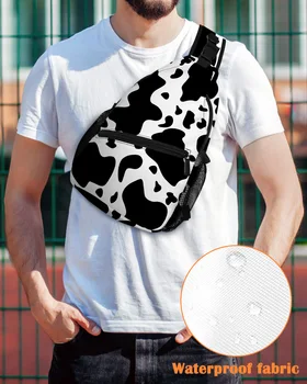 Текстура коровы, черно-белая нагрудная сумка для мужчин, повседневная спортивная сумка через плечо, женская дорожная водонепроницаемая сумка-мессенджер