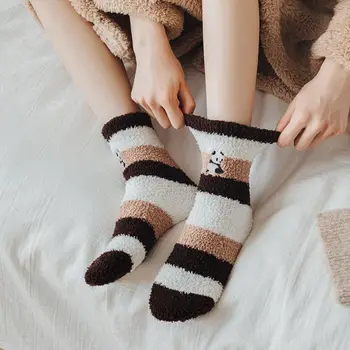 Толстые домашние термоноски из кораллового флиса, женские носки средней длины, напольные носки, женские носки, осенне-зимние носки, домашние носки для сна