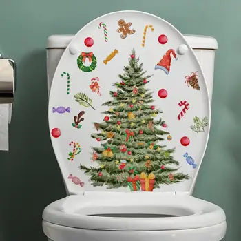 Уникальные наклейки для туалета, безопасные в использовании, наклейки для туалета, праздничный декор для туалета, Рождественские наклейки в виде снеговика для развлечения, новинка для ванной