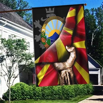 Флаг Македонии, 3D Полная печать садовых флагов, Подвесной флаг для дома, Украшение садового флага двусторонней печатью