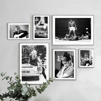 Фотография известного человека, Кинозвезды, Картина на холсте, Черно-белый Современный плакат и принты, настенное художественное изображение, украшение дома