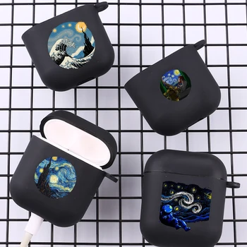Художественно-Эстетический Ван Гог Звездный С Крючком Для Airpod Pro 3 Pro2 Черный Чехол Силиконовый Чехол для Apple Airpods 2 1 Чехлы Для наушников