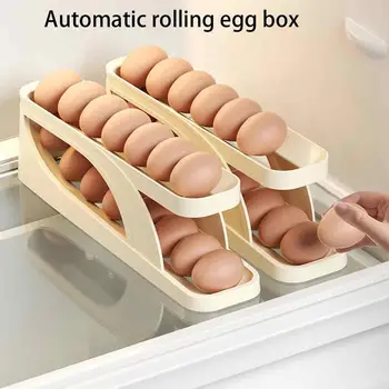 Ящик для хранения яиц, Органайзер для яиц в холодильнике, Автоматический Двухъярусный держатель для яиц для перекатывания на столешнице шкафа, Органайзер для холодильника